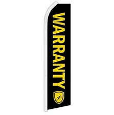 "WARRANTY" advertising super flag swooper banner business sign auto car home blk