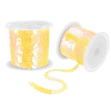 2Pcs 5 Yards x 0.24 Inch Flat Sequin Strip Spangle Sequins Trim Yellow AB