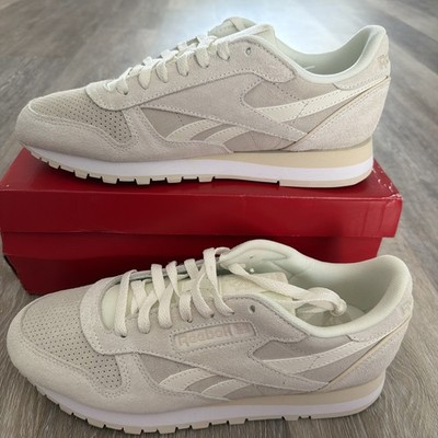 Reebok Classic Leather Unisex Running Shoes Chalk/Sand/White 100209483 Mens 9.5