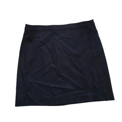 Gonna Brooks Brothers blu navy rosso pile lana taglia 12 preppy classica chic