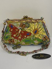Mary Frances Butterfluy Beaded Fabric Purse - W/ TAG AND DUST COVER