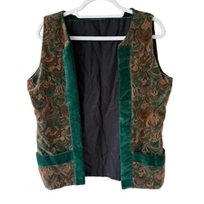 Source Unknown Vintage 70s Multicolor Patterned Tapestry Vest Size L Boho Folk