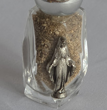 Mini Glass Holy Water Bottle 2 Virgin Mary Miraculous Medal Catholic Pocket Sz