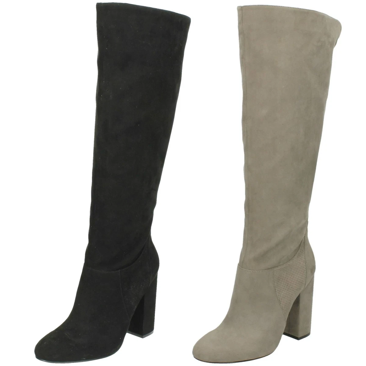 Botas hasta la rodilla Anne Michelle gruesas de tacón ancho para dama