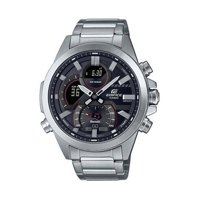 CASIO Uhr Herren ''Edifice'' Edelstahl, silber, schwarz ECB-30D-1AEF