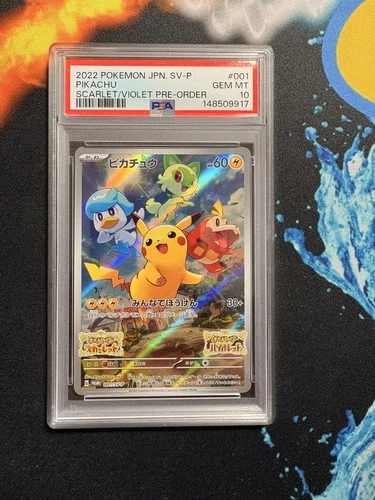 NEW CERT Pikachu 001/Sv-p Scarlet Violet STAMPED Pre-order Japanese Promo PSA 10