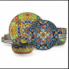 Porcelain Dinnerware Set, Multicolour Set, Bohemian Set, Vancasso 12 Pcs