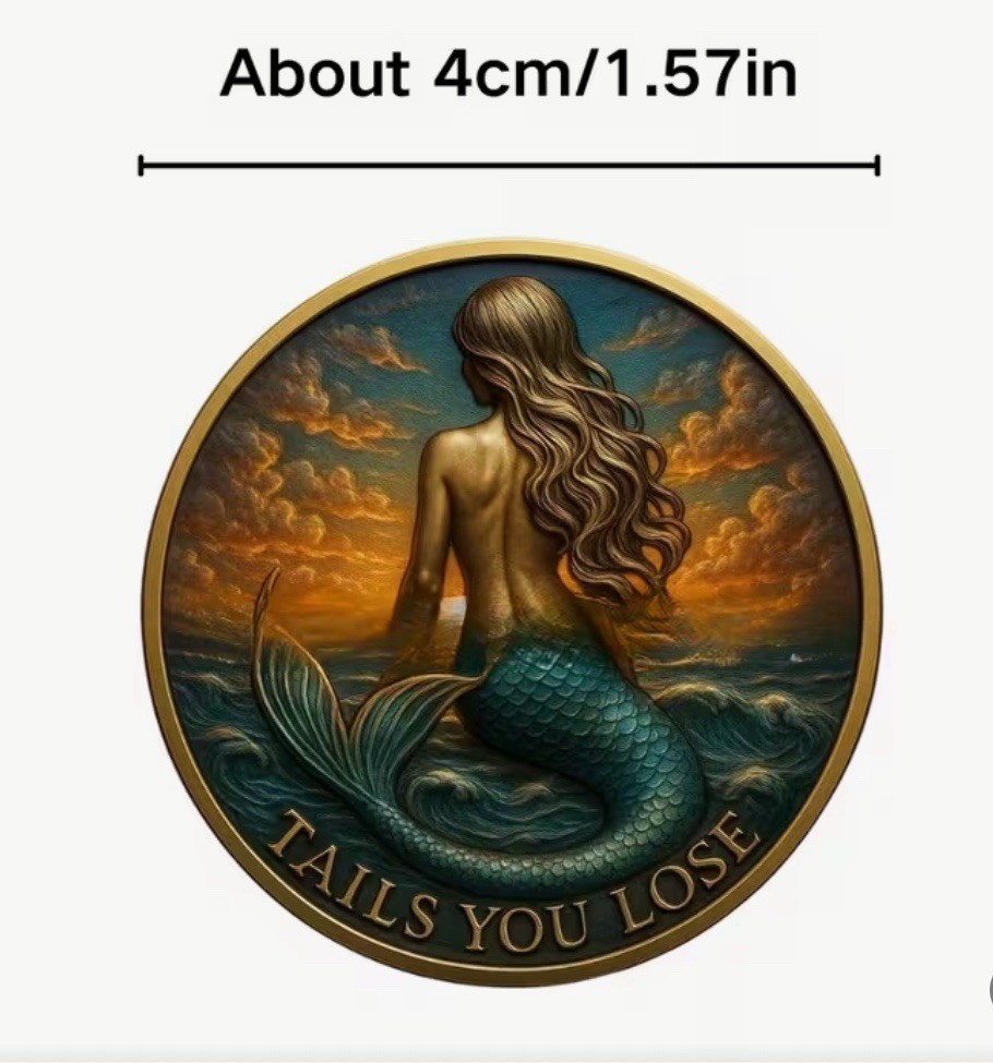 Naughty Sexy women HEADS I WIN Mermaid Flip Coin Collectible Colorized Capsuled