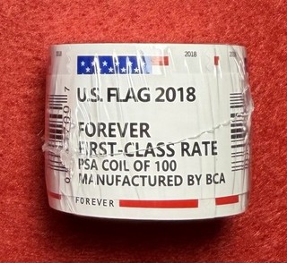 1 Roll of 100 (100 Total) 2018 US Forever Flag Stamps New Sealed PSA Coil #197