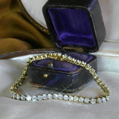 Wunderschönes Tennisarmband Rundschliff 6 kt Diamant 7, 8 Zoll 14 kt Gelbgold-Finish