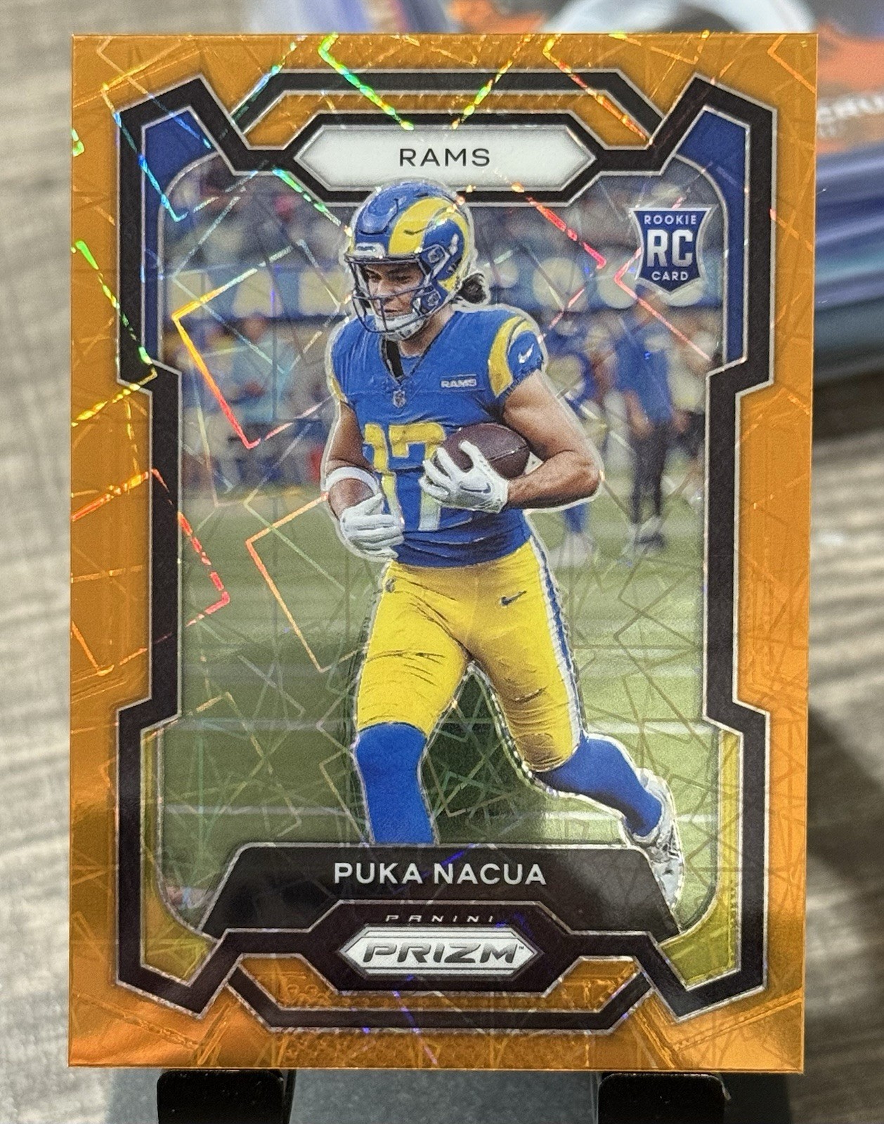 2023 Prizm Orange Lazer Prizm Puka Nacua RC #357 Rams