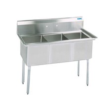Bk Resources 20 in x 16 in x 12 in 3 Compartment Sink with No