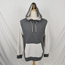 Banana Republic Men's Colorblock Hoodie Sweatshirt Stretch Gray White Large EUC