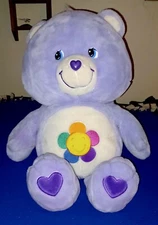 CARE BEARS HARMONY BEAR PURPLE 26" JUMBO STUFFED ANIMAL PLUSH TOY FLOWER (2003)