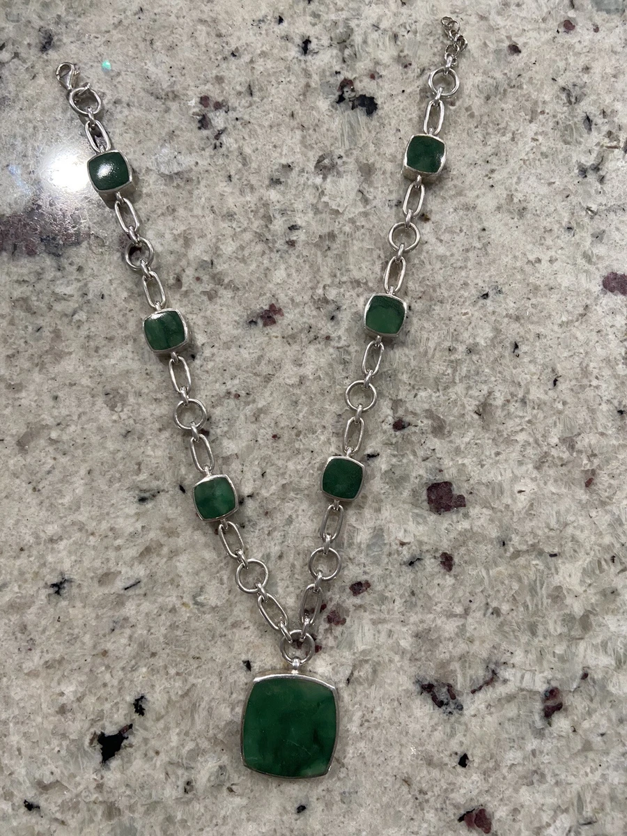 Sterling silver cheap jade necklace