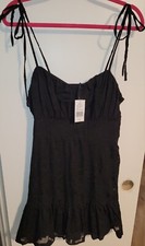 Little Black Lace Overlay Fully Lined Mini  dress Tie Straps   JR XXL