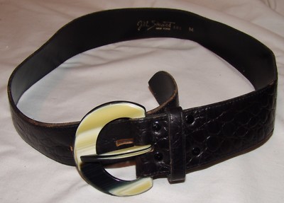 Jill Stuart New York Womens Black Belt Marbled Buckle M 