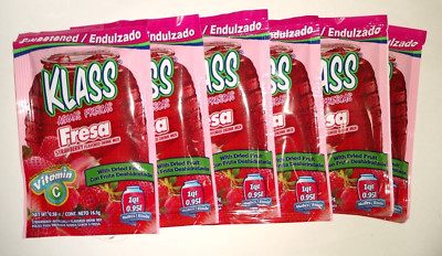 Klass 'Fresa' Strawberry Sweetened Aguas Frescas Drink Mix Set of 6 Packets
