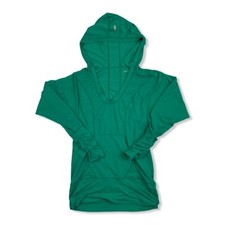Zella Green Hooded Pullover Shirt L/S Thumb Holes Kangaroo Pocket Sz S Stretch