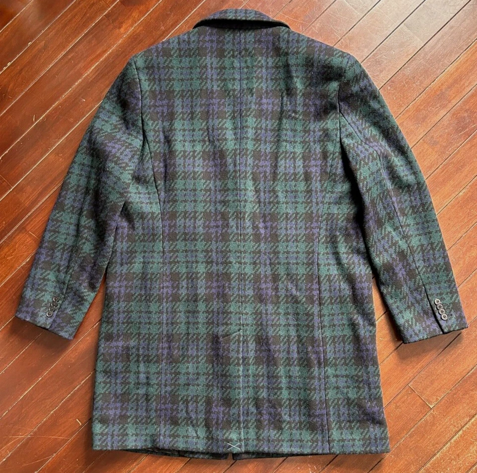Express Wool Blend Watch Plaid Top Coat, New! Men's XL - Image 4 of 4