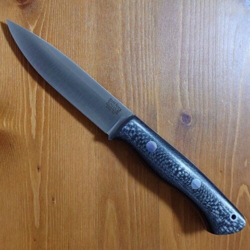 Bark River Knives Aurora CPM-3V Carbon Fiber Blue Liner JAPAN Near Mint - Picture 2 of 5