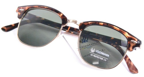 OCCHIALI DA SOLE UOMO DONNA MONTATURA MARRONE LEOPARDATO LENTI VERDI CLUB B  | eBay