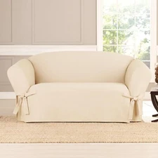 SureFit SF41844 Heavyweight Cotton Duck One Piece Box Cushion Loveseat Slipcover