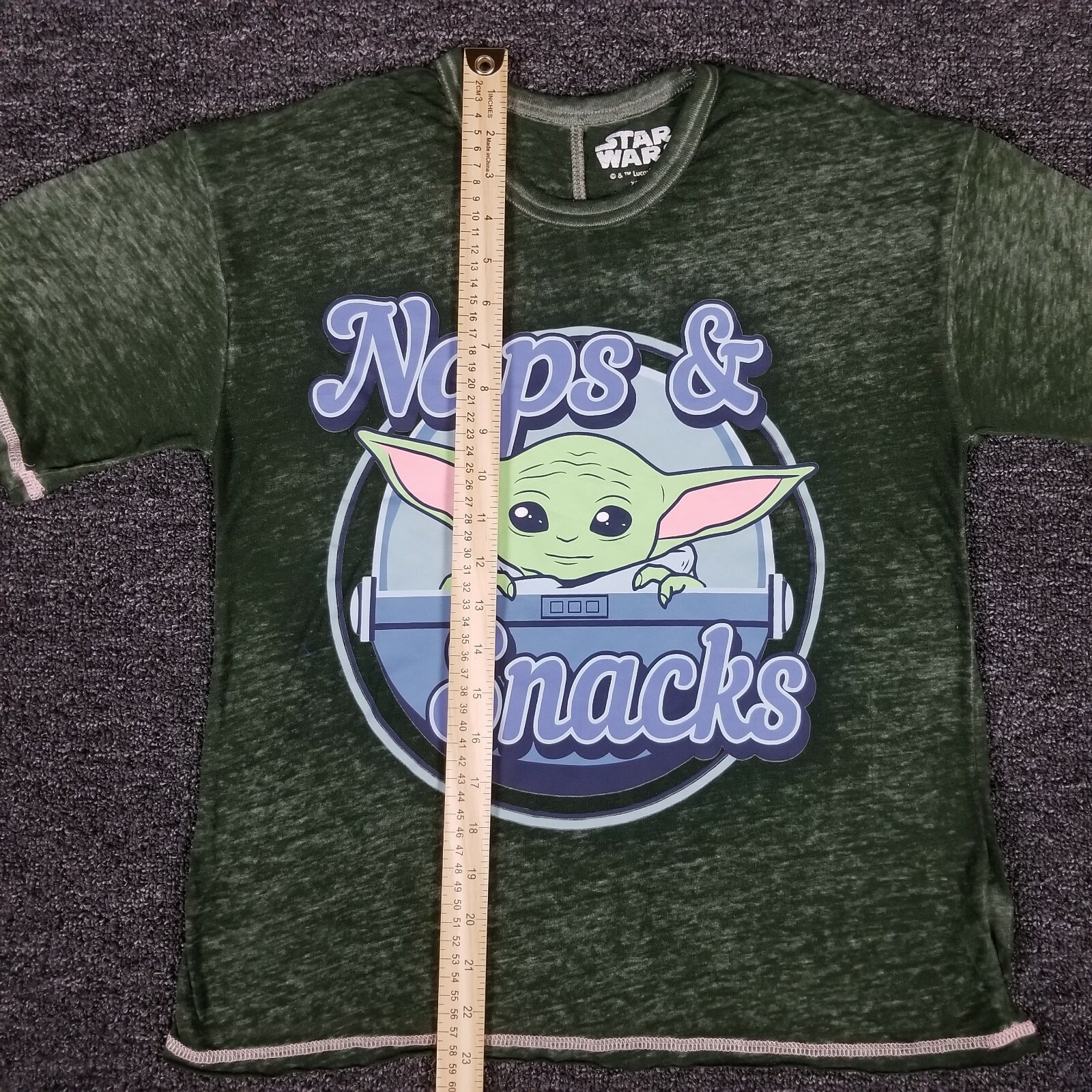 Naps & Snacks Baby Yoda Pajama Top Womens XS 0/2 Dark Green Star Wars