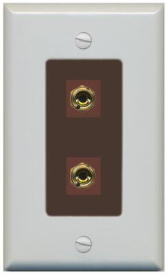 RiteAV 2 Port Banana Jack Plug (1 Speaker) Wall Plate - 1 Gang [Gray/Brown]