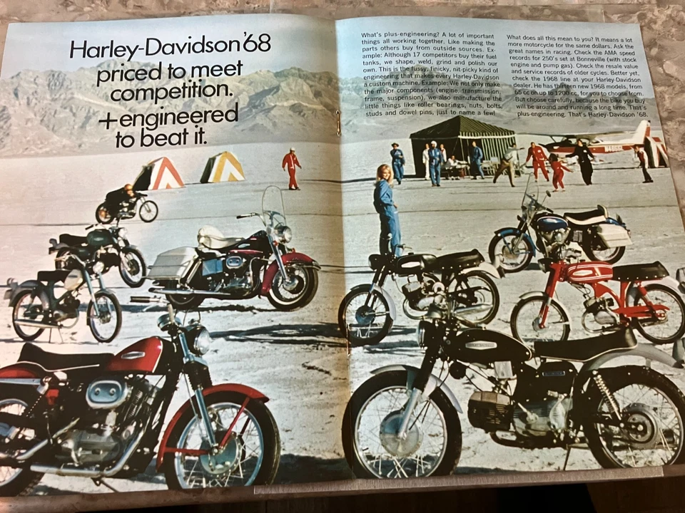 1968 Harley Davidson Line Sportster Electra Glide *Original* Motorcycle print ad Foto 2 de 4