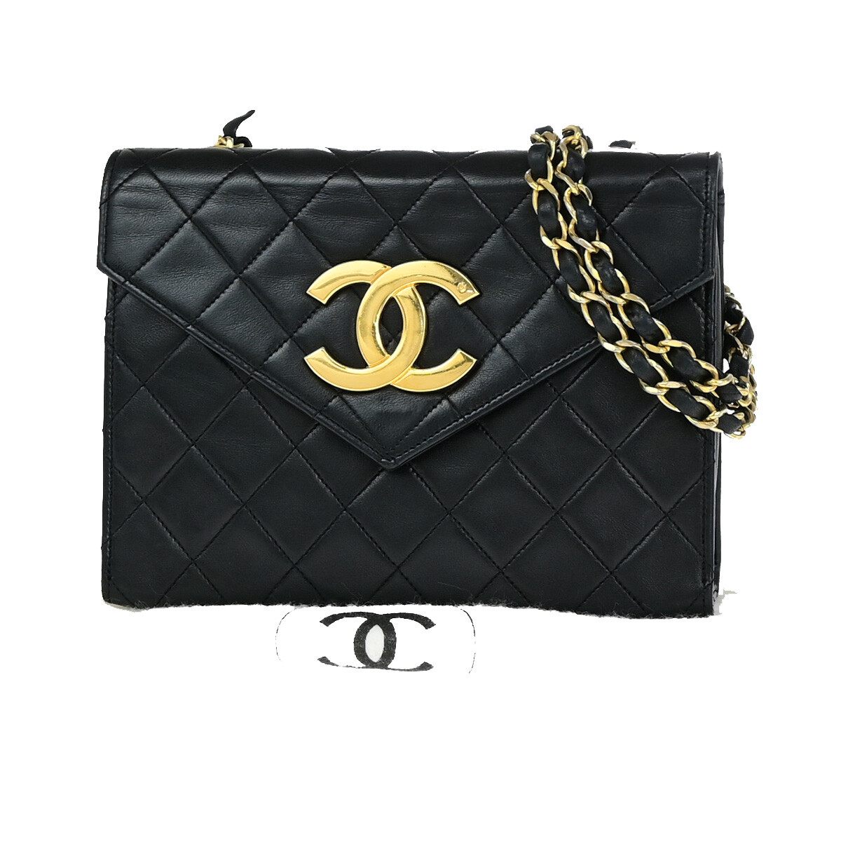 CHANEL CC Mini Matelasse Chain Shoulder Bag Leather Black GHW