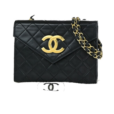 CHANEL CC Mini Matelasse Chain Shoulder Bag Leather Black GHW