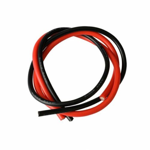 Fil de silicone 1 m rouge 1 m noir étanche à la chaleur câble d'alimentation cordon d'alimentation pour piles pièce - Photo 1 sur 9