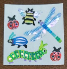 Vintage Sandylion Prismatic Insects bugs sticker/mod dragon fly, ladybug, bee