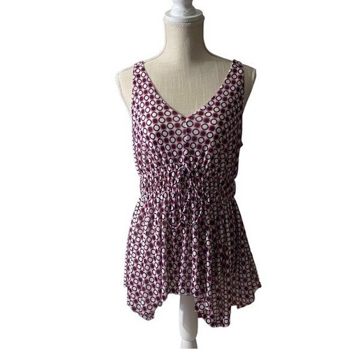 Michael Kors Resort Mauve Pink White Dot Print V-Neck Tunic Mini Dress Sz M NWT - 第 2/11 張圖片