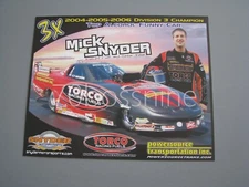 MICK SNYDER 2007 TORCO ALCOHOL FUNNY CAR 8x10 NHRA DRAG RACING HANDOUT