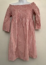 Michael Kors Women’s Off Shoulder Dress Bell Sleeves Red White Size Medium