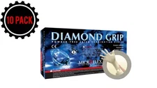 Microflex Diamond Grip Latex Gloves, LARGE, 10 boxes of 100 ea, 1000 pcs Total