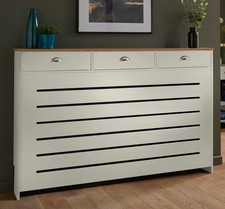 Image of Cream Radiator Cover Cabinet Traditional Modern MDF Wood Horizontal Shelf Large