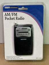 AM/FM Pocket Radio Battery Operated Earbud Belt Clip LIVING SOLUTIONS Sealed
