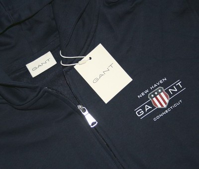 Gant Graphic Evening Blue Full Zip Hoodie Sweat Jacket Size 3XL / 4XL