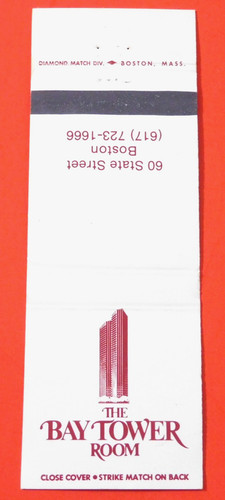THR BAY TOWER ROOM RESTAURANT MATCHBOOK COVER * BOSTON, MASSACHUSETTS