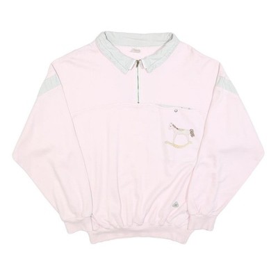FADE OUT Damen Sweatshirt Pink Grau Kragen L Baumwoll-Mix Pullover Pferd