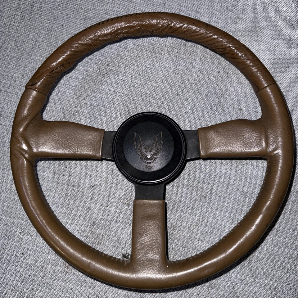 1982-1989 Pontiac Firebird Original Leather Steering Wheel GTA Horn Button Cap - Image 2 of 4