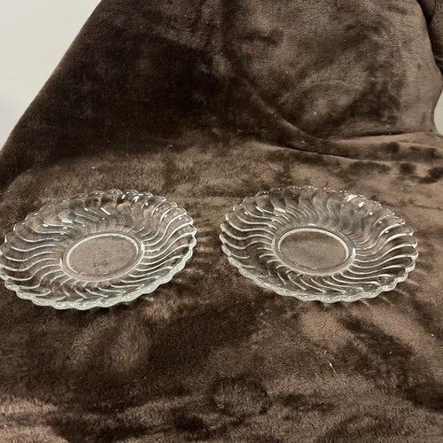 Depression Glass Saucers (2) Colony Pattern Fostoria Glass Co. Crystal Clear