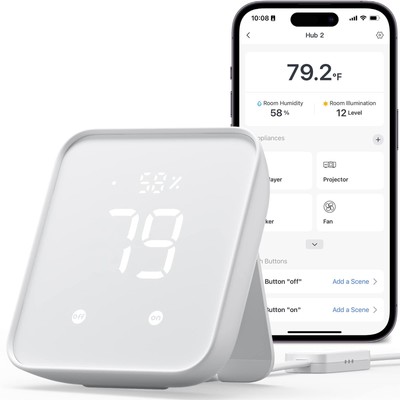 SwitchBot Hub 2 (2nd Gen), Work as a WiFi Thermometer Hygrometer, IR Remote C...