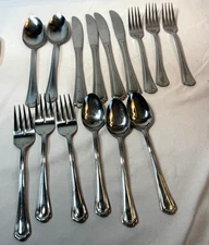 15 PC BARCLAY GENEVE BAG 21 STAINLESS STEEL FORKS KNIVES SPOONS  -FREE SHIP