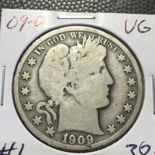 1909-O   Barber Half Dollar   VG   LIY and part BRT   #1    Combined Shipping