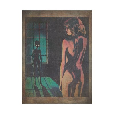 Vintage ALIEN ABDUCTION Wall Art, Cryptid Sexy Sci-fi Poster, UFO Sighting Decor