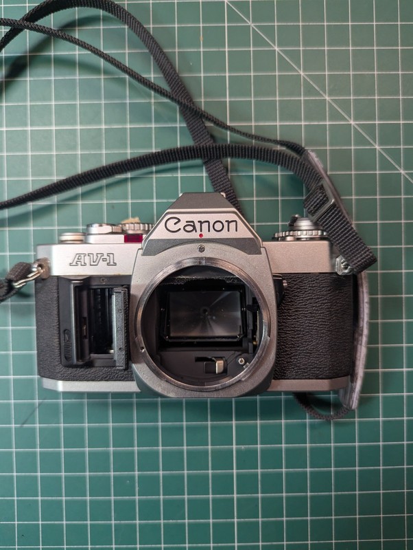 Canon AV-1 SLR 35mm Film Camera Black Body Only For Parts 